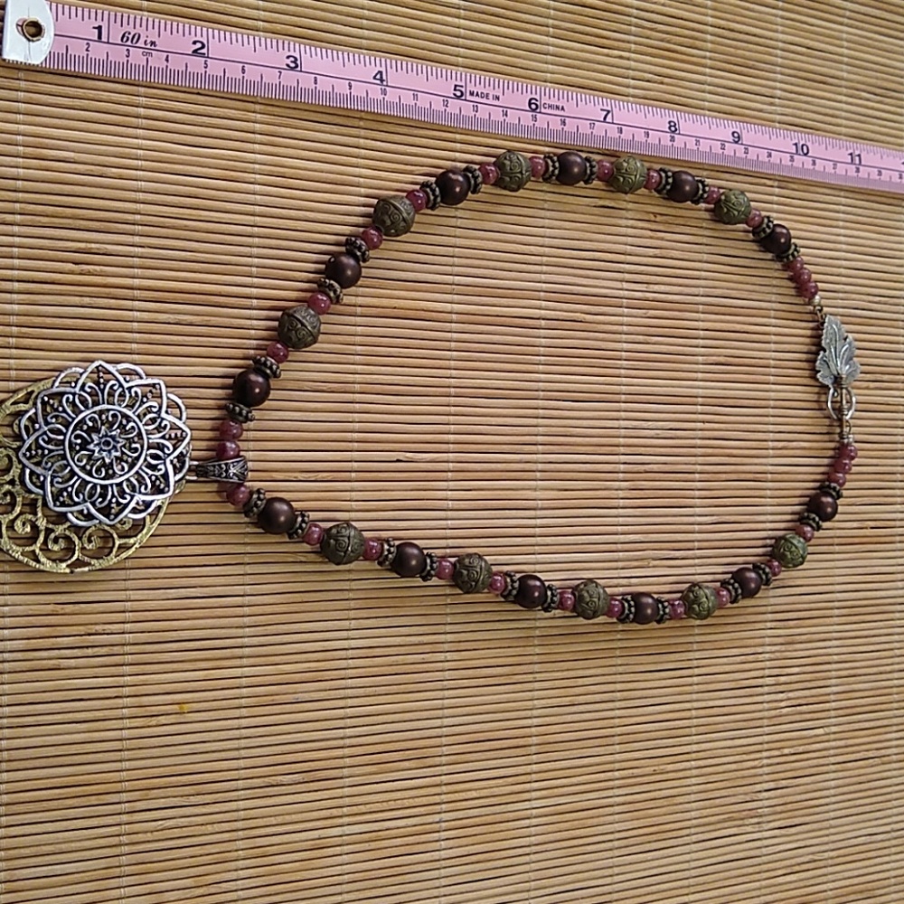 Necklace with bronze beads